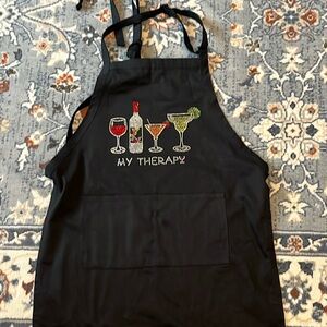 NEW KAUFMAN Black Rhinestone ‘My Therapy’ Apron